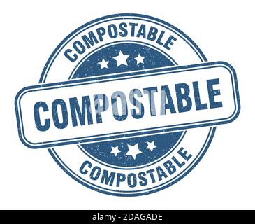 compostable stamp. compostable sign. round grunge label Stock Vector