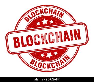 blockchain stamp. blockchain sign. round grunge label Stock Vector
