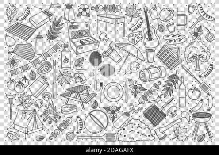 Picnic doodle set Stock Vector