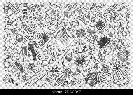 Carnival doodle set Stock Vector