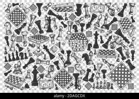 Chess doodle set Stock Vector