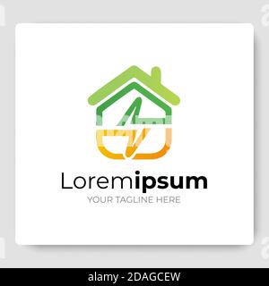 home solar energy logo design template. eco house icon designs Stock Vector