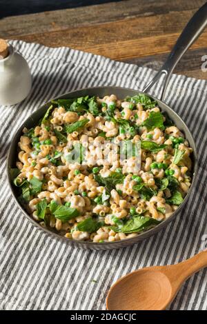 Healthy Homemade Macaroni and Cheese with Peas Spinach and Basil