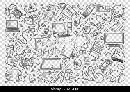 Gadgets doodle set Stock Vector