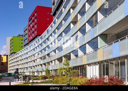Modern and colorful architecture in Konepaja district of Helsinki, Finland Stock Photo