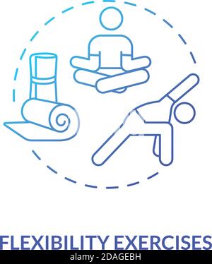 Flexibility exercises blue gradient concept icon Stock Vector