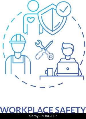 Workplace safety blue gradient concept icon Stock Vector
