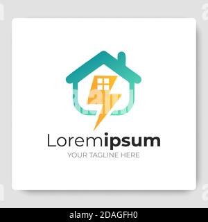 home solar energy logo design template. eco house icon designs Stock Vector