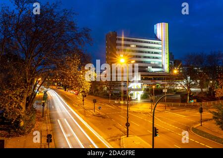 University Duisburg-Essen, Campus Essen, coloured facade of the main building, university administration, Essen, NRW, Germany Stock Photo