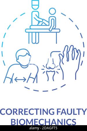 Correcting faulty biomechanics blue gradient concept icon Stock Vector