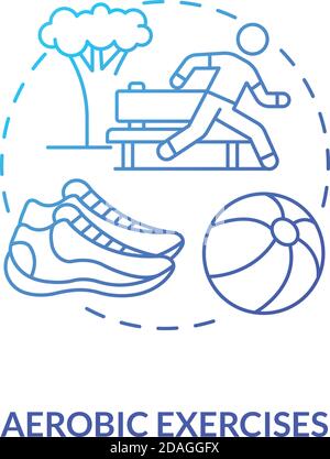 Aerobics exercise blue gradient concept icon Stock Vector