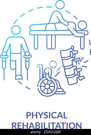 Physical rehabilitation blue gradient concept icon Stock Vector