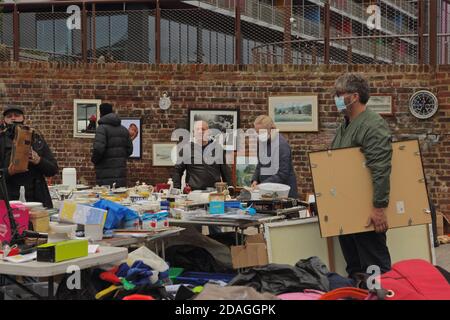 Deptford Market - London (UK): Urban life continues during the second lockdown due to covid in England. Deptford Market is known for its vibrant life. Stock Photo