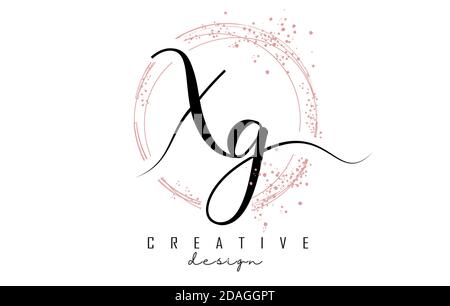 Xg X G Letter Logo With Pink Letters And Purple Color Particles Dots Design Stock Vector Image Art Alamy