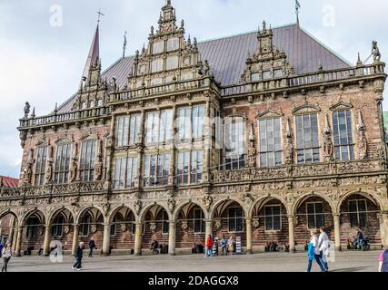 Bremen City Hall seat of the President of the Senate and Mayor of the Free Hanseatic City of Bremen, Stock Photo