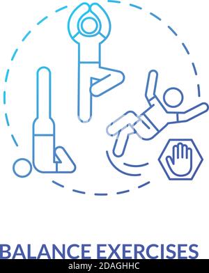 Balance exercise blue gradient concept icon Stock Vector