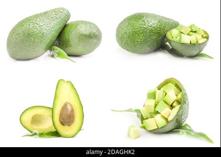 Group of ripe avocados isolated on a white background cutout Stock Photo
