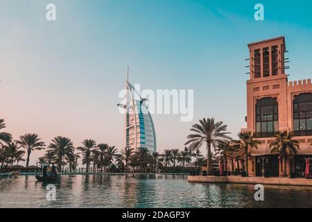 Dubai. Souk Madinat Jumeirah in Dubai in the ewening. Stock Photo