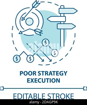Poor strategy execution concept icon Stock Vector