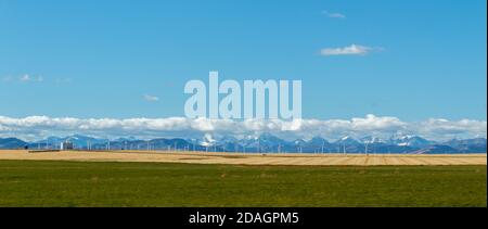 Wind Turbines in Southern Alberta, Canada Stock Photo