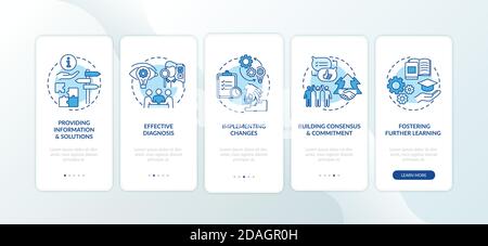 Business counseling stages onboarding mobile app page screen with concepts Stock Vector