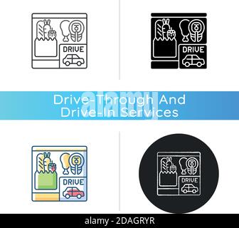 Drive through grocery shopping icon Stock Vector