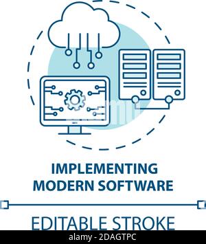 Implementing modern software concept icon Stock Vector