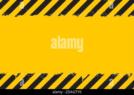Vector illustration of yellow background with grunge black hazard sign stripes and copy space Stock Vector