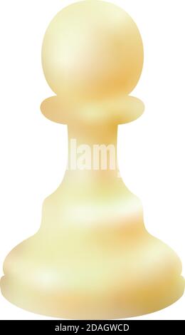 White wooden chess figure pawn isolated on white background. Chess piece Pawn. Realistic vector illustration 3d Stock Vector