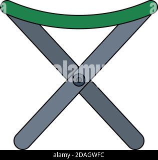 Icon Of Fishing Folding Chair. Editable Outline With Color Fill Design. Vector Illustration. Stock Vector