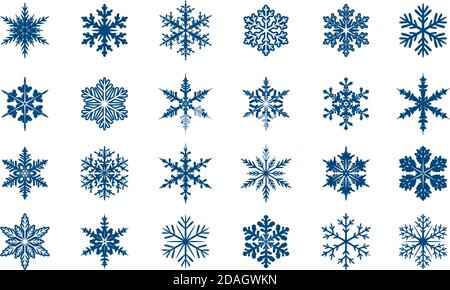 Blue isolated snowflake icons. Vector Illustration. Stock Vector
