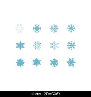 set of blue vector snowflakes. Symbol of snow, holiday, cold weather, frost. Winter design element Vector illustration Stock Vector
