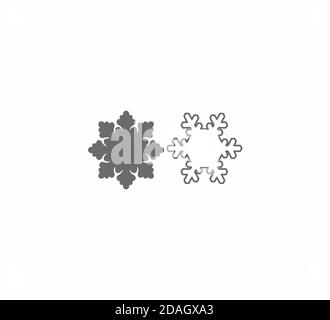 Set of Snowflake Silhouettes. Gray flat vector snowflake icon isolated Stock Vector