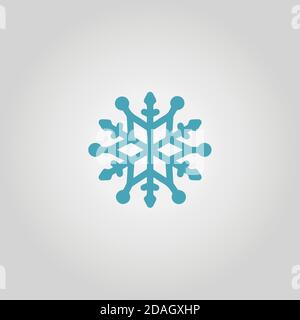 Blue snowflake silhouette on gray background Stock Vector