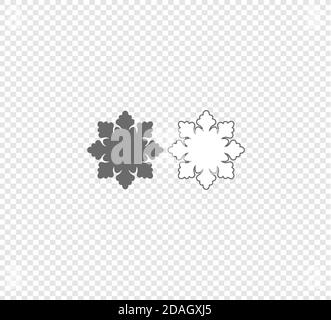Snowflake Vector. Gray flat vector snowflakes icon on transparent background Stock Vector