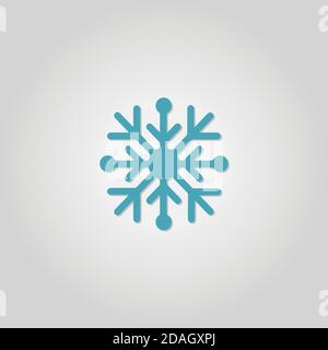 Blue snowflake silhouette on gray background. New Year and winter symbol. Vector illustration. Stock Vector