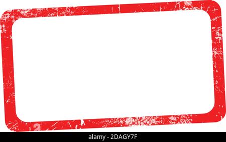 illustration vector red rectangular grunge rubber texture stamp, horizontal frame Stock Vector