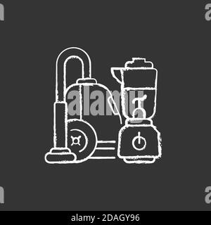 House appliances chalk white icon on black background Stock Vector
