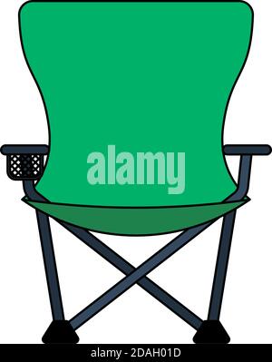 Icon Of Fishing Folding Chair. Editable Outline With Color Fill Design. Vector Illustration. Stock Vector