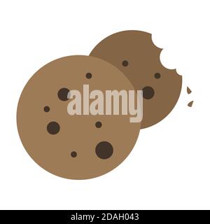 Browser brown cookies icon. Internet bitten cookie vector symbol isolated on white Stock Vector