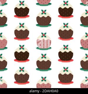 Traditional Christmas Pudding seamless pattern Stock Vector