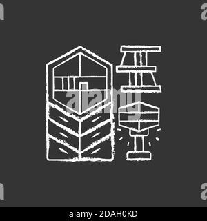Modern furniture chalk white icon on black background Stock Vector