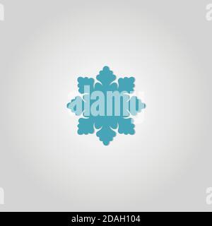 Snowflake Icon. Flat logo of snowflake isolated on white background. New Year and winter symbol. Vector illustration. Stock Vector