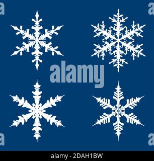 Collection of White Snowflakes on blue background. Vector Illustration Stock Vector