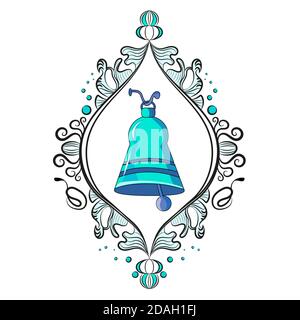 Ship bell. Vector illustration. Beautiful frame in vintage style. Stock Vector