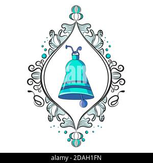 Ship bell. Vector illustration. Beautiful frame in vintage style. Stock Vector