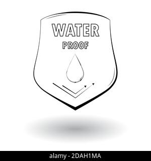 Waterproof cloth material protection emblem badge. shield with droplet. Vector illustration Stock Vector