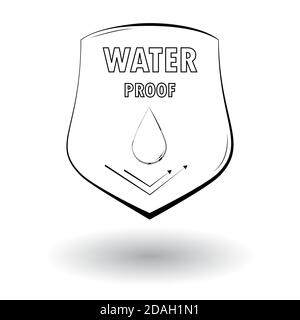 Waterproof cloth material protection emblem badge. shield with droplet. Vector illustration Stock Vector