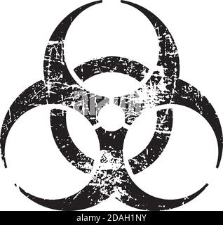 illustration vector black biohazard grungy rubber stamp symbol isolated on white Stock Vector