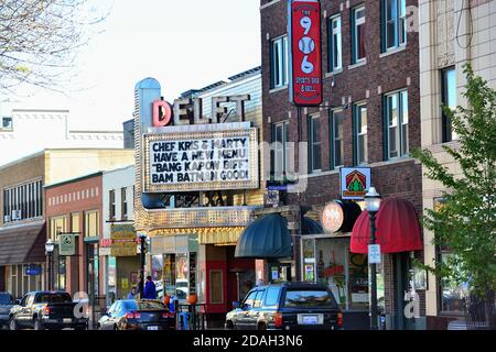 Marquette, Michigan, USA. A section of Washington Street in downtown Marquette, Michigan. Stock Photo